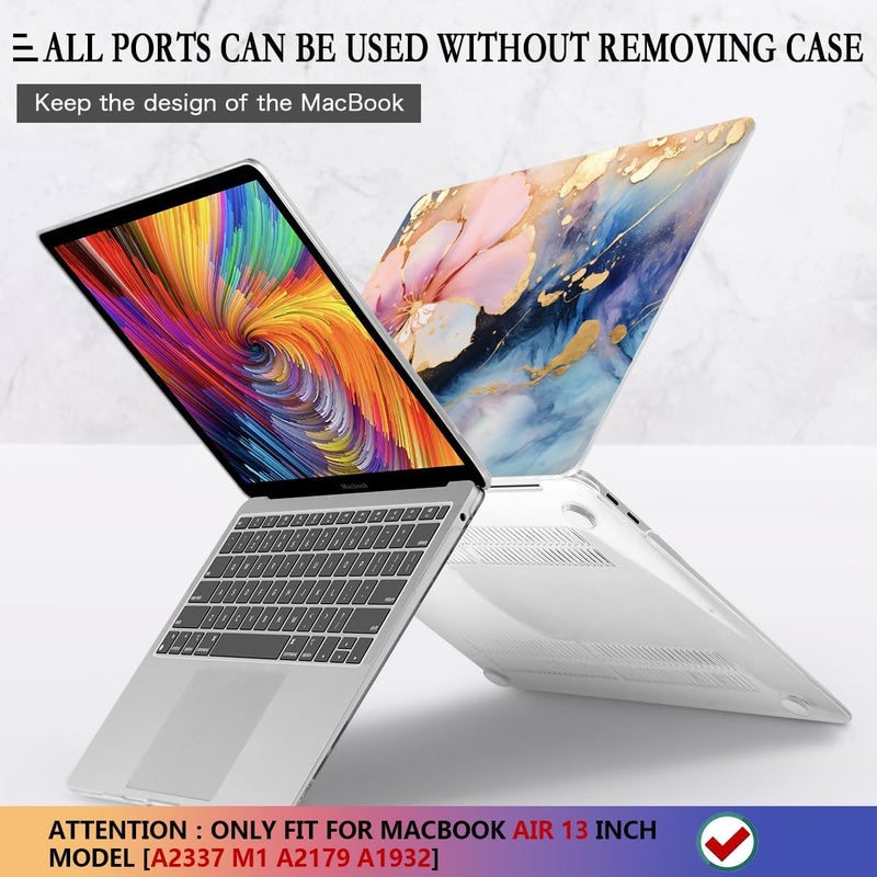 CISSOOK Compatible with MacBook Air 13 inch Case M1 A2337 A2179 A1932 2021 2020-2018, Plastic Hard Shell Case & Keyboard Cover & Screen Film for MacBook Air 13-inch with Touch ID, Marble Flower - Image 5